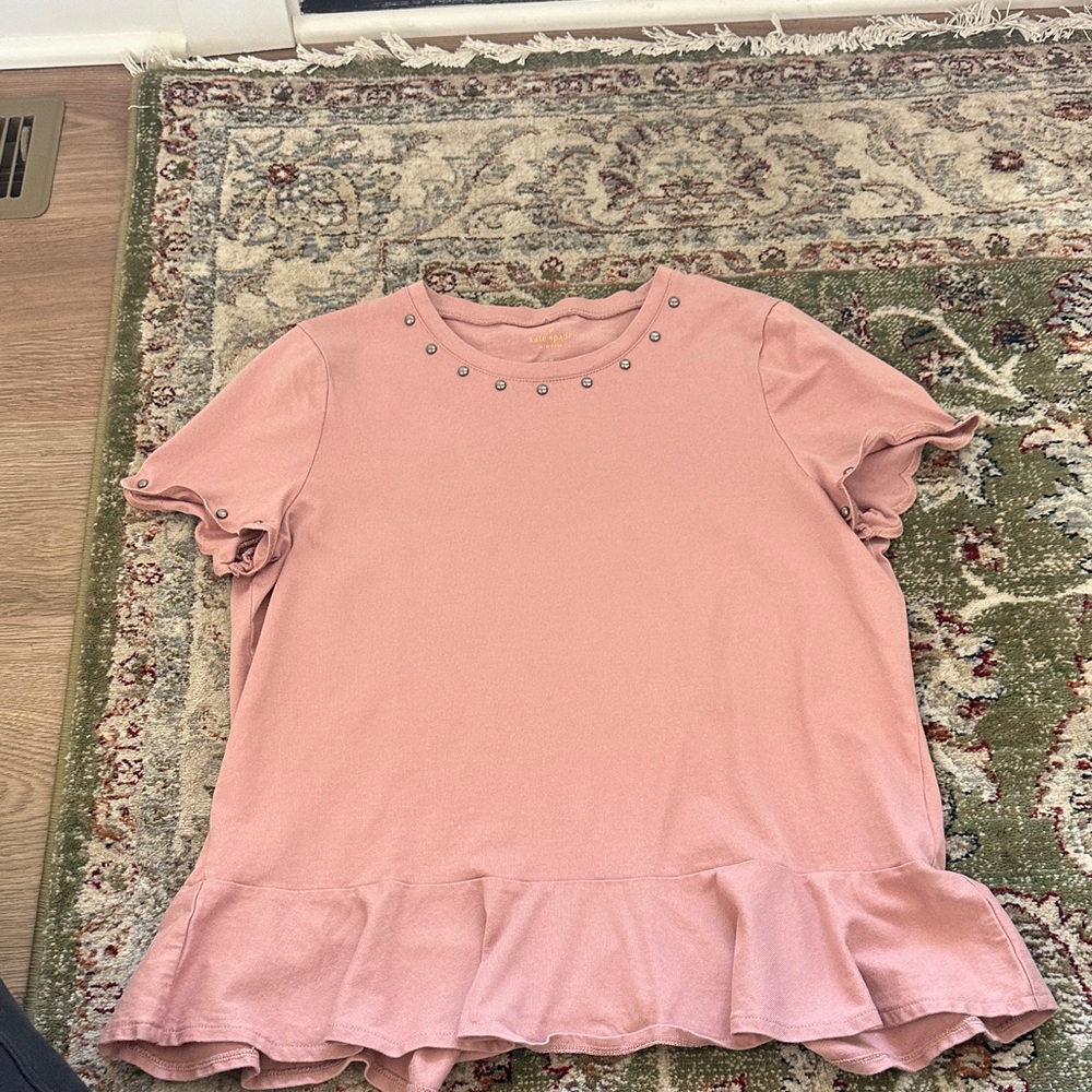 Kate Spade Pink Studded Ruffle Top